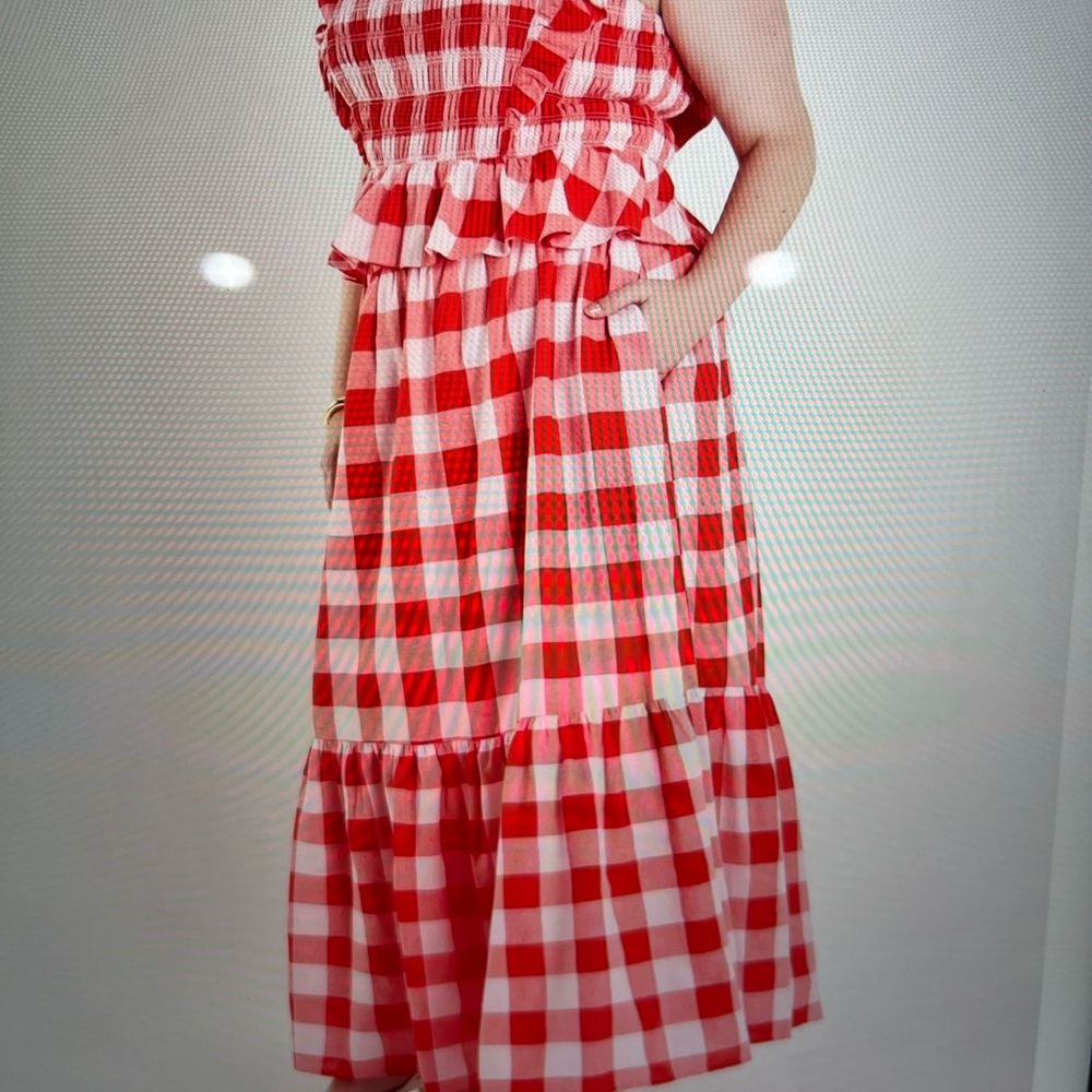 English Factory Red and White  Plus Size Gingham Skirt Set. - Picture 5 of 5